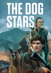 Jacob Elordi, Josh Brolin und ein Schäferhund vor bergiger Kulisse auf dem Poster zu The Dog Stars