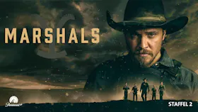 Cowboy mit Hut im Vordergrund und Marshall-Team auf Poster zu Marshals Staffel 2