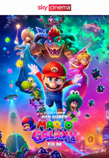 Mario, Rosalina, Peach und Bowser auf dem bunted Poster zum Film Der Super Mario Galaxy Film